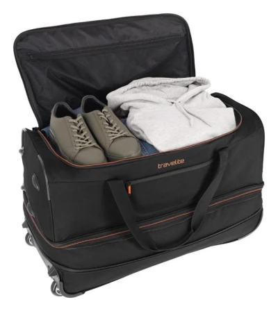 Travelite Basics Wheeled duffle L Black/orange taška