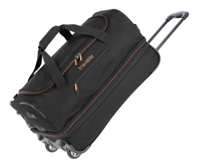 Travelite Basics Wheeled duffle S Black/orange taška Travelite Basics Wheeled duffle S Black/orange taška