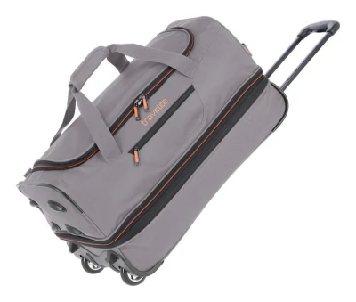 Travelite Basics Wheeled duffle S Grey/green taška Travelite Basics Wheeled duffle S Grey/green taška