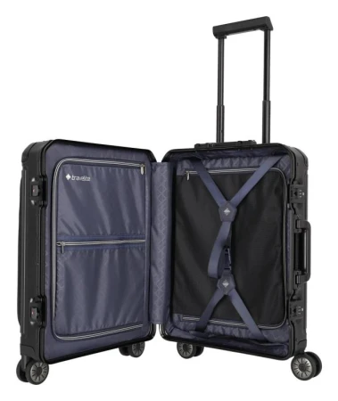 Travelite Next 4w S Front Pocket černý kabinový kufr