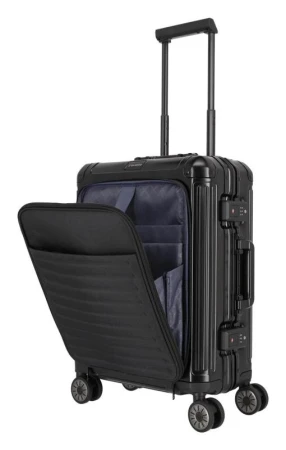 Travelite Next 4w S Front Pocket černý kabinový kufr