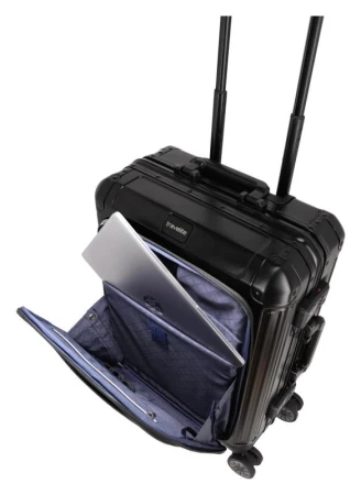 Travelite Next 4w S Front Pocket černý kabinový kufr