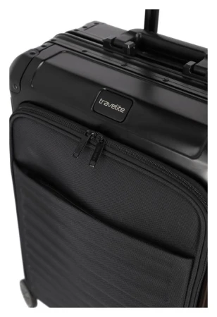 Travelite Next 4w S Front Pocket černý kabinový kufr