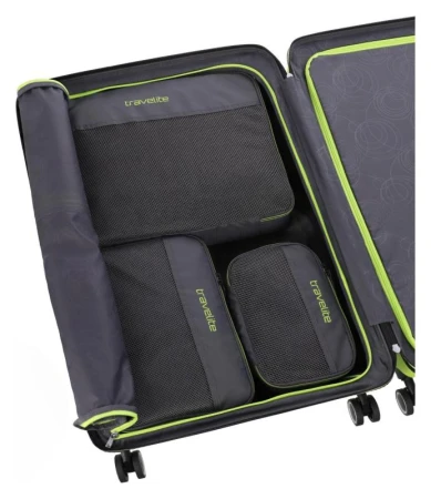 Travelite Packing Cubes S, M, L antracitová sada cestovních organizérů