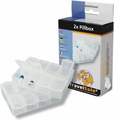 Travel Safe Pillbox transparentní sada dávkovačů na léky