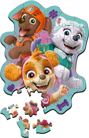 TREFL DŘEVO Puzzle obrysové Tlapková Patrola Veselá štěňata 20x26cm 50 dílků