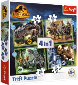 Trefl PUZZLE 4v1 Jurassic World Nebezpeční dinosauři 207 dílků skládačka