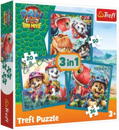 Trefl PUZZLE Dinosauří ostrov Tlapková Patrola 20x20cm skládačka 3v1