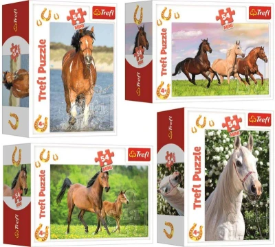 Trefl PUZZLE Koně foto mini 20x13cm skládačka 54 dílků 4 druhy Trefl PUZZLE Koně foto mini 20x13cm skládačka 54 dílků 4 druhy