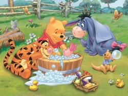 Trefl Puzzle Medvídek Pú: Prasátko se koupe 27x20cm 30 dílků skládačka v krabici