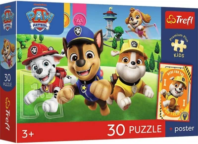 Trefl PUZZLE Plus Kids Tlapková Patrola 27x20cm 30 dílků s plakátem