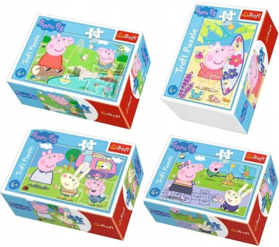 Trefl PUZZLE Prasátko Peppa Pig U rybníka mini 20x13cm 54 dílků 4 druhy Trefl PUZZLE Prasátko Peppa Pig U rybníka mini 20x13cm 54 dílků 4 druhy