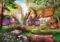 Trefl PUZZLE PREMIUM Čas na čaj Dřevěná chata 68x48cm 1000 dílků