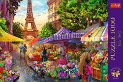 Trefl PUZZLE PREMIUM Čas na čaj Květinový trh Paříž 69x48cm 1000 dílků