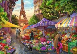 Trefl PUZZLE PREMIUM Čas na čaj Květinový trh Paříž 69x48cm 1000 dílků