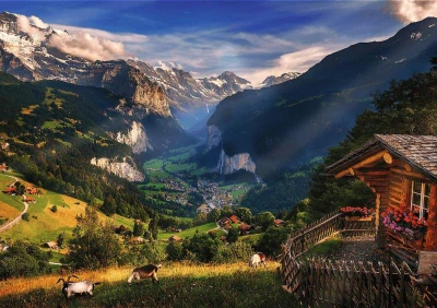 Trefl PUZZLE PREMIUM Photo Odyssey Lauterbrunnen Švýcarsko 68x48cm 1000 dílků