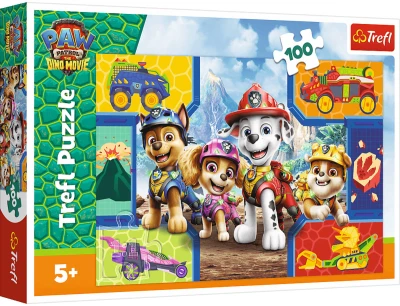 Trefl PUZZLE Šteniatka a dinosaury Tlapková patrola 41x28cm 100 dielikov skladačka