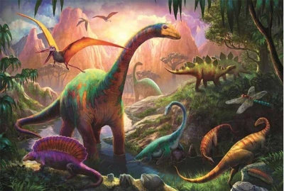 Trefl PUZZLE Svět dinosaurů 100 dílků 41x28cm skládačka 116277