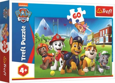 Trefl PUZZLE Tlapková patrola na trávníku 33x22cm skládačka 60 dílků Trefl PUZZLE Tlapková patrola na trávníku 33x22cm skládačka 60 dílků