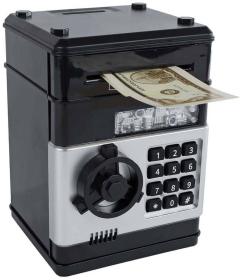 Trezor černý s odemykáním na kód set s penězi na baterie Světlo Zvuk