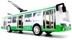 Trolejbus kovový s efekty 16cm na baterie zpětný chod Světlo Zvuk