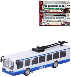 Trolejbus kovový s efekty 16cm na baterie zpětný chod Světlo Zvuk