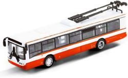 Trolejbus MHD 16cm červeno-bílý kovový na zpětný chod v krabici