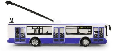 Trolejbus MHD modrý zpětný chod hlásí stanice na baterie Světlo Zvuk CZ