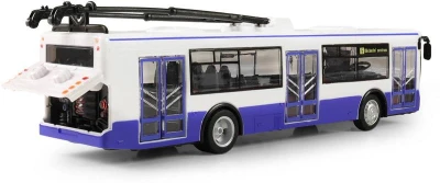 Trolejbus MHD modrý zpětný chod hlásí stanice na baterie Světlo Zvuk CZ