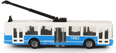 Trolejbus modrý na setrvačník MHD městská hromadná doprava otevírací dveře