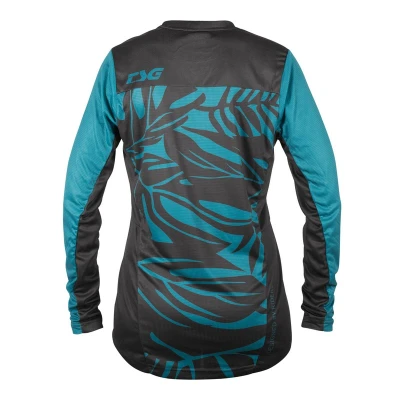 TSG Floral Jersey černo-tyrkysový dámský dres s dlouhým rukávem