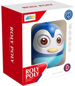 Tučňák roly poly modrý baby kývací zvířátko s rolničkou pro miminko plast