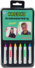 Tužky neonové barevné na malování na obličej set 6 barev
