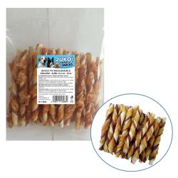 Tyčinka buvolí bílá kroucená obalená kuřecím masem JUKO Snacks 12,5 cm (25 ks) Tyčinka buvolí bílá kroucená obalená kuřecím masem JUKO Snacks 12,5 cm (25 ks)