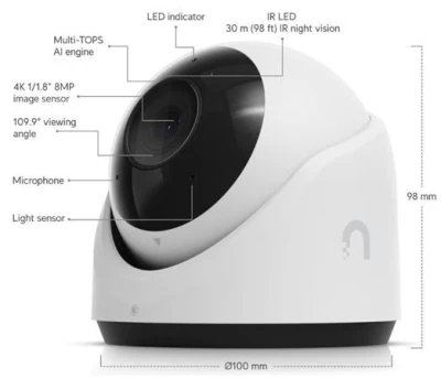 Ubiquiti G6 Turret - UniFi Protect kamera, 8MP, bílá Ubiquiti G6 Turret - UniFi Protect kamera, 8MP, bílá