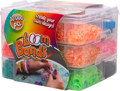 UDĚLEJ SI NÁRAMEK Gumičky LOOM BANDS 10000ks s doplňky mix barev