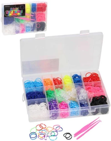 UDĚLEJ SI NÁRAMEK Gumičky LOOM BANDS 1440ks set s doplňky mix barev UDĚLEJ SI NÁRAMEK Gumičky LOOM BANDS 1440ks set s doplňky mix barev