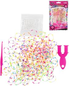 UDĚLEJ SI NÁRAMEK Gumičky LOOM BANDS 200ks set s doplňky strakaté UDĚLEJ SI NÁRAMEK Gumičky LOOM BANDS 200ks set s doplňky strakaté