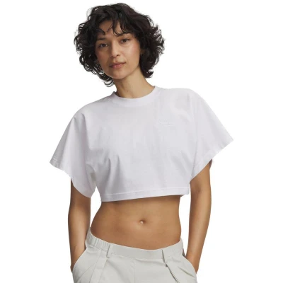 Under Armour Cropped Script SS Tee-WHT dámské tričko
