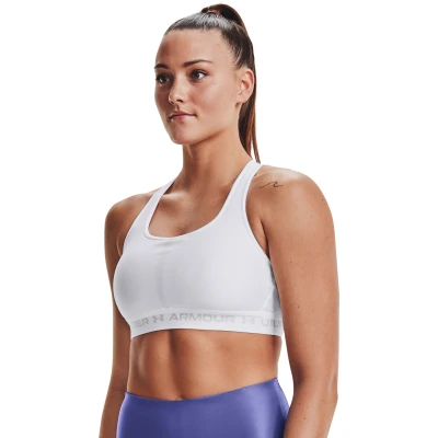 Under Armour Crossback Mid Bra-WHT dámská sportovní podprsenka