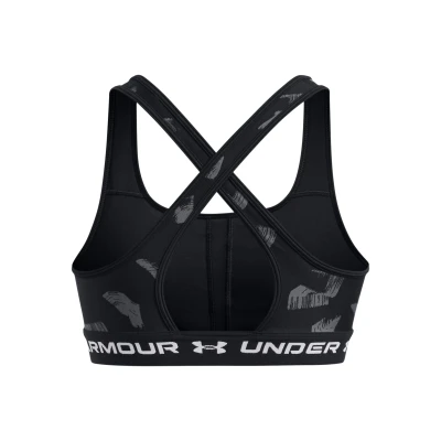 Under Armour Crossback Mid Print-BLK dámská sportovní podprsenka