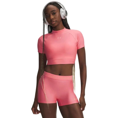 Under Armour HeatGear Crop Mock SS-MRN dámské kompresní tričko