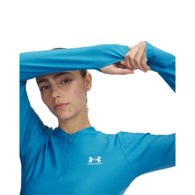 Under Armour HeatGear Rib 1/4 Zip LS-BLU dámské tréninkové tričko s dlouhým rukávem
