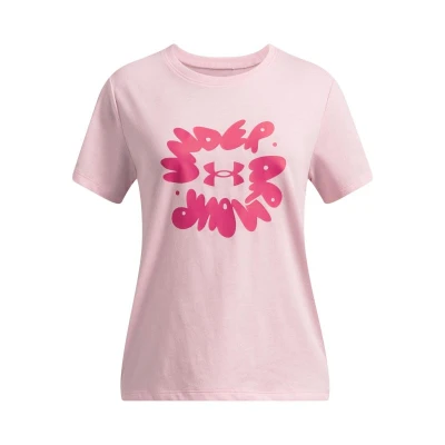 Under Armour UA Bubble Wordmark SS-PNK dívčí tričko