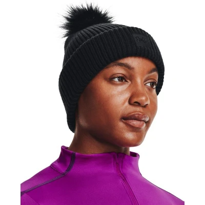 Under Armour UA Halftime Ribbed Pom-BLK dámská zimní čepice