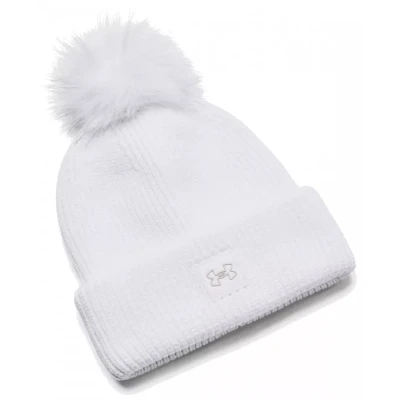 Under Armour UA Halftime Ribbed Pom-WHT dámská zimní čepice