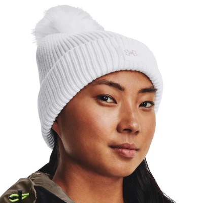 Under Armour UA Halftime Ribbed Pom-WHT dámská zimní čepice
