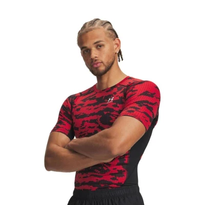Under Armour UA HG Printed SS-BLK pánské tréninkové tričko