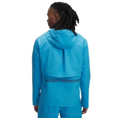 Under Armour UA Launch Hooded Jacket-BLU pánská běžecká bunda