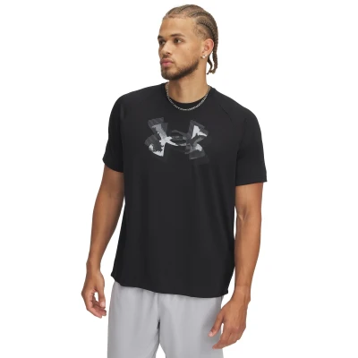 Under Armour UA M TECH PRINT FILL SS-BLK pánské tréninkové tričko